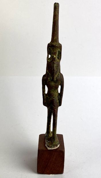 null Statuette of Nefertum walking Bronze with brown patina. Wear Egypt, Late Period...
