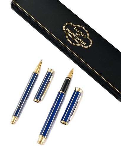 null PIERRE CARDIN About 1980. Gold plated ballpoint pen and fountain pen set with...