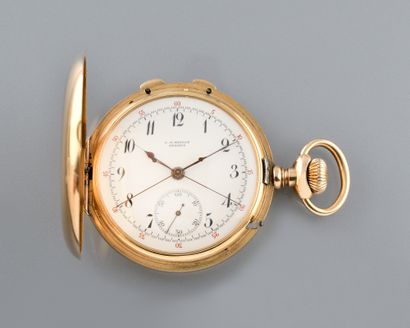 null MEYLAN N°: 51087. Vers 1900. chronographe rattrapante de gousset en or jaune...