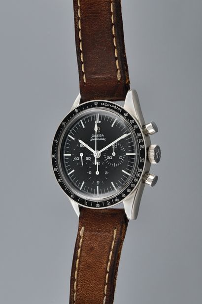  OMEGA Speedmaster. Ref : 105.003-63. Circa 1963. Steel wristwatch, signed black...