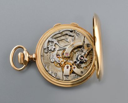 null MEYLAN N°: 51087. Vers 1900. chronographe rattrapante de gousset en or jaune...