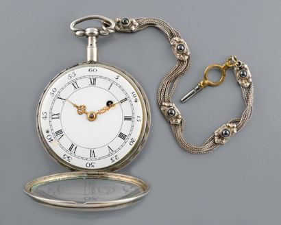 null HEINZELY FRERES About 1800. N°6153/1621. Silver pocket watch with quarter repetition,...