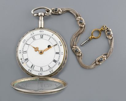 null HEINZELY FRERES Vers 1800. N°6153/1621. Montre de gousset en argent à répétition...