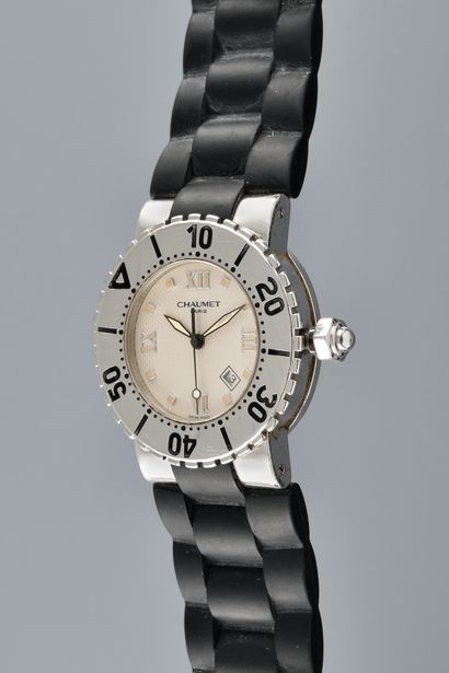 null CHAUMET Automatique. Réf: 628-1769. Vers 2010. Montre bracelet en acier, cadran...