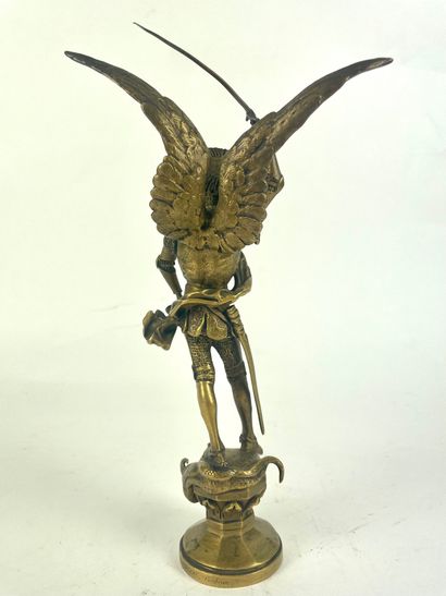 null Emmanuel FREMIET (1824-1910) Saint-Georges terrassant le dragon Bronze doré...