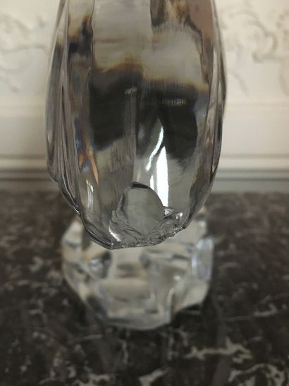 null BACCARAT Importante sculpture en cristal représentant un coq. H : 32,5 cm (éclats...