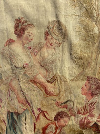 null BEAUVAIS Fine tapestry panel from Beauvais The Peach In silk and wool Beautiful...