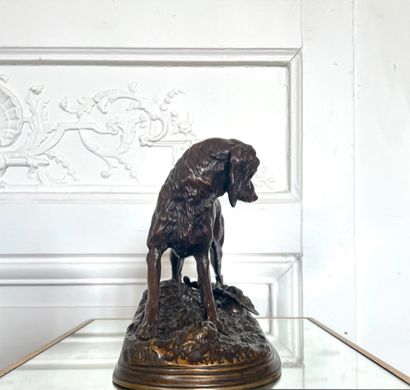 null Jules MOIGNIEZ (1835-1894) Spaniel and hare Lost wax bronze with brown patina...
