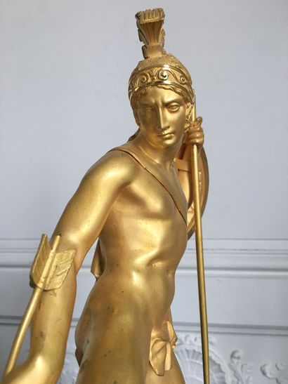 null Gilt bronze and sheet metal clock decorated with Achilles. Dial signed Malfilatre...