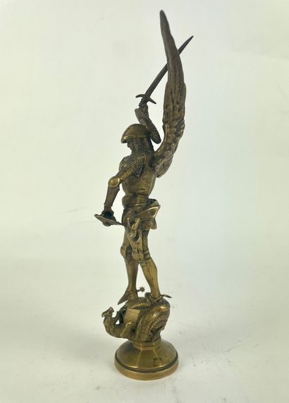 null Emmanuel FREMIET (1824-1910) Saint-Georges terrassant le dragon Bronze doré...