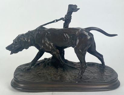 null Pierre-Jules MÈNE (1810-1879) Hunting dog Bronze with brown patina Signed on...