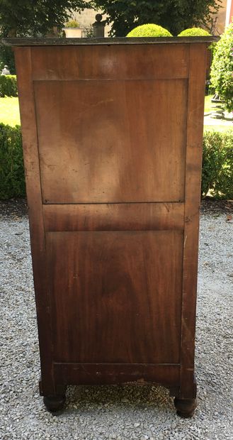 null Mahogany veneered BARBIERE with detached columns and glass bottom opening with...