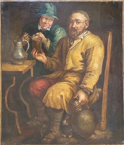 null In the HOLLAND taste Two beer drinkers in a tavern Oil on canvas 76 x 65 cm...