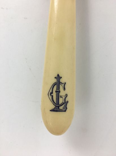 null PART OF SILVER HOUSEKEEPING, the handles in engraved ivory with initials, including...