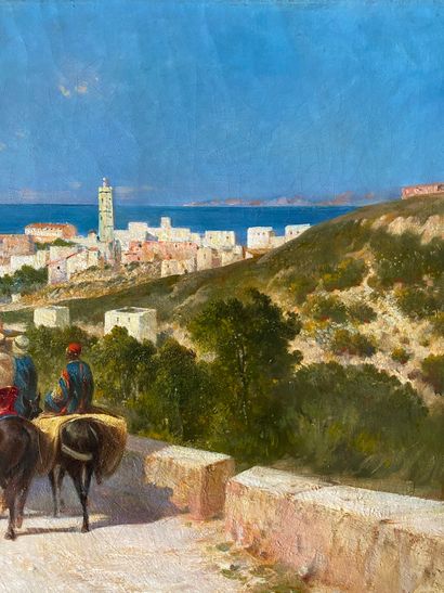 null Honoré BOZE (1830-1908) Lively seaside near the kasbah Oil on canvas Signed...