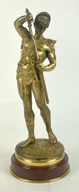 null Auguste LALOUETTE (1826-1883) Le Gladiateur Bronze doré signé sur la terrasse...