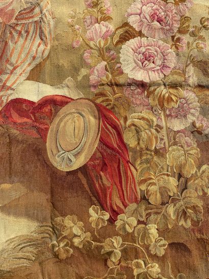 null BEAUVAIS Fine tapestry panel from Beauvais The Peach In silk and wool Beautiful...