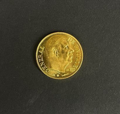  PARIS CURRENCY Commemorative coin 20 Francs gold General de Gaulle. Medal, 1980....