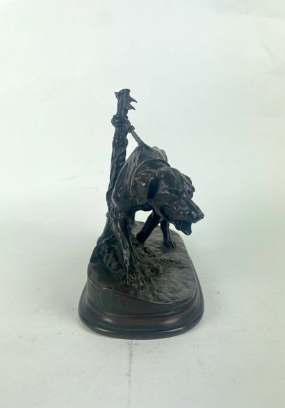  Pierre-Jules MÈNE (1810-1879) Hunting dog Bronze with brown patina Signed on the...