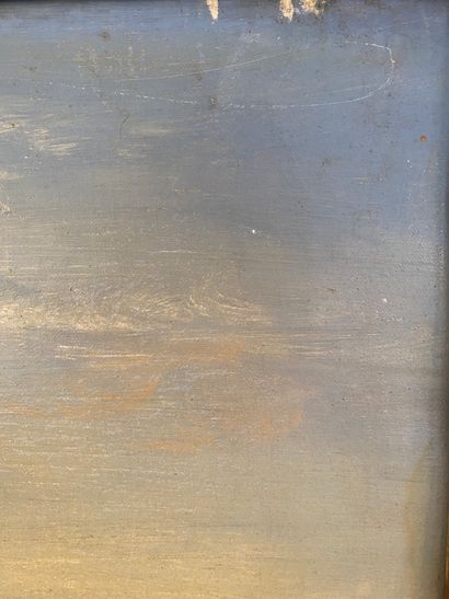  Pierre THULLIER (1799-1858) Paysage de campagne animé aux bergers. Huile sur toile,...