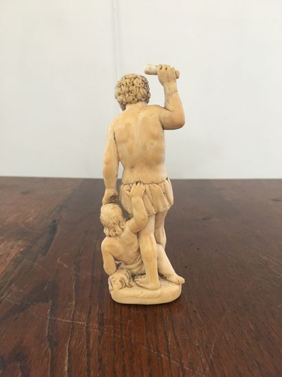 null GROUPE en ivoire sculpté en ronde-bosse : Hercule et Cacus Allemagne, atelier...