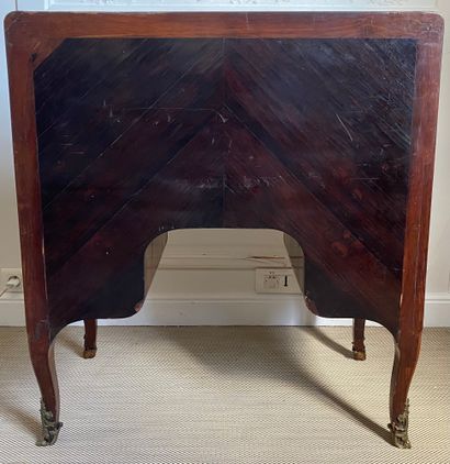 null PENDANT DESK in veneer and rosewood marquetry on all sides opening with a drawer...