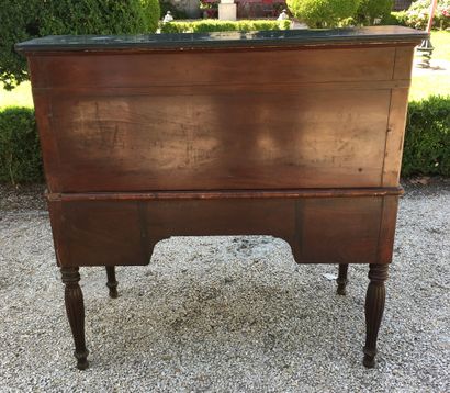 null CYLINDER DESK with side pulls in mahogany veneer opening on four drawers in...