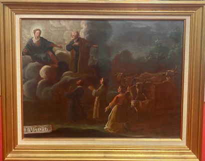 null ECOLE ITALIENNE du XVIIIe siècle Ex voto de 1775. Huile sur toile. 39 x 51 cm...