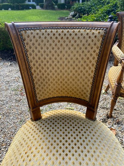 null PAIR OF ARMCHAIRS and PAIR OF CHAIRS in natural wood with reversed backs and...