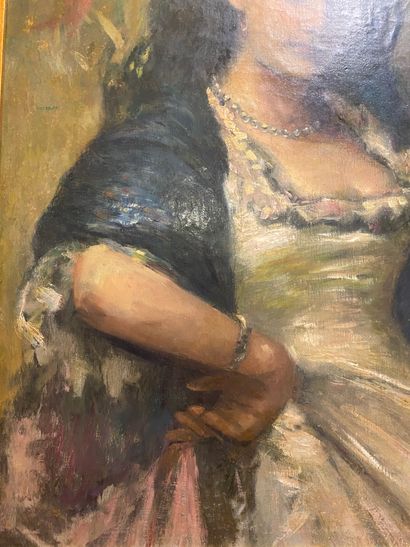null Carlo WOSTRY (1865-1943) Portrait d'une jeune espagnole. Huile sur toile signée...