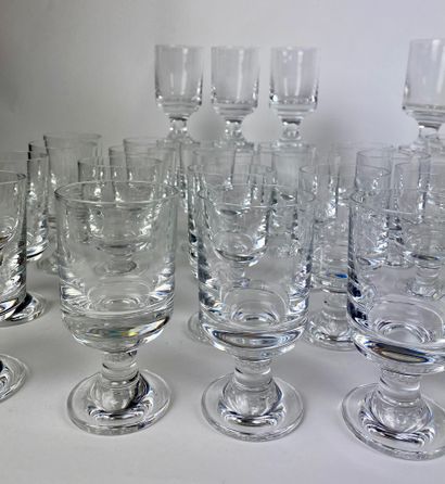 null BACCARAT Crystal glass set including: - 26 water glasses (H: 13 cm) - 22 wine...