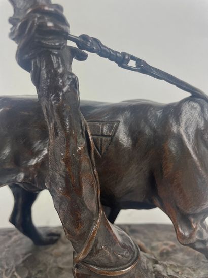  Pierre-Jules MÈNE (1810-1879) Hunting dog Bronze with brown patina Signed on the...