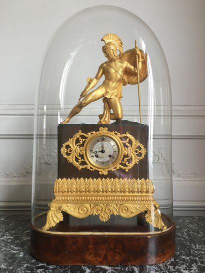null Gilt bronze and sheet metal clock decorated with Achilles. Dial signed Malfilatre...