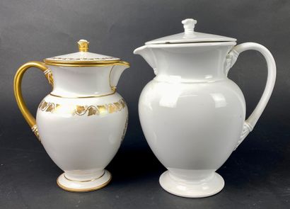 null SEVRES Two white and gold porcelain water jugs of the Service des Bals. 19th...