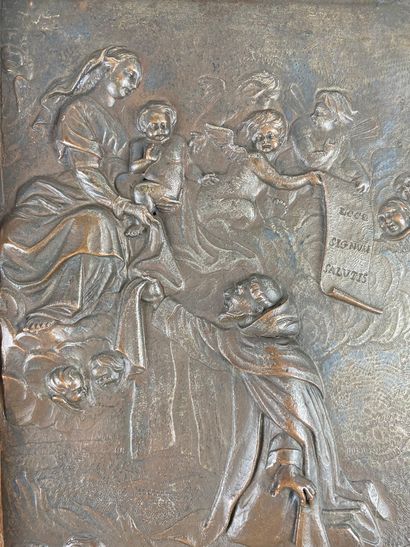 null Plate in embossed copper representing a biblical scene signed A.BRUNO. Carved...