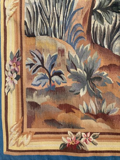 null AUBUSSON (In the taste of) Aubusson style tapestry called verdure In wool and...