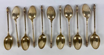 null SET OF 11 COFFEE SPoons in vermeil. Weight : 180 g