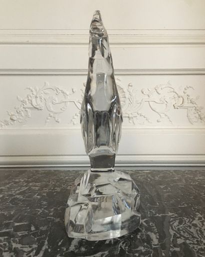 null BACCARAT Importante sculpture en cristal représentant un coq. H : 32,5 cm (éclats...