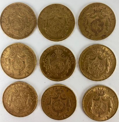null KINGDOM OF BELGIUM 9 pieces 20 Francs gold Weight: 58 g
