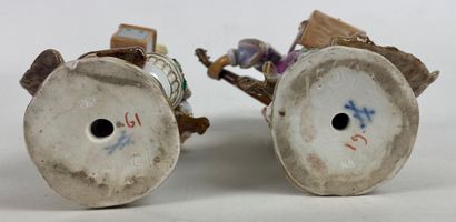 null MEISSEN Couple de musiciens en porcelaine polychrome. XIXe siècle. H : 18 cm...