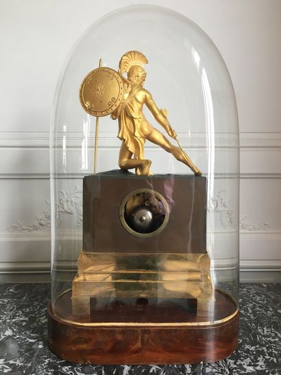 null Gilt bronze and sheet metal clock decorated with Achilles. Dial signed Malfilatre...
