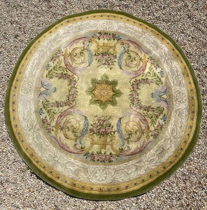 AUBUSSON (in the taste of) Round carpet with...