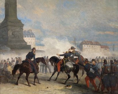  NICOLAS EDWARD GABE (PARIS, 1814 – 1865) La mort du général Négrier place de la...