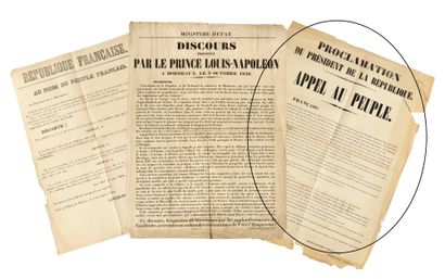 null L'appel au peuple" Poster of the proclamation of the President of the Republic...
