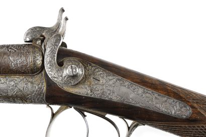 null BEAUTIFUL SHOTGUN WITH PIN LEPAGE MOUTIER, TWO SHOTS, GAUGE 12. Banded, damascus,...
