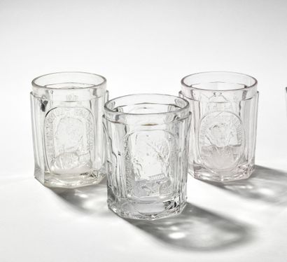 null Three molded glasses A sides, with decoration: a)Of a shield marked RF 1848...