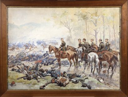  Alphonse de NEUVILLE (1835-1885)  "Marshal de Mac-Mahon on a battlefield" Large...