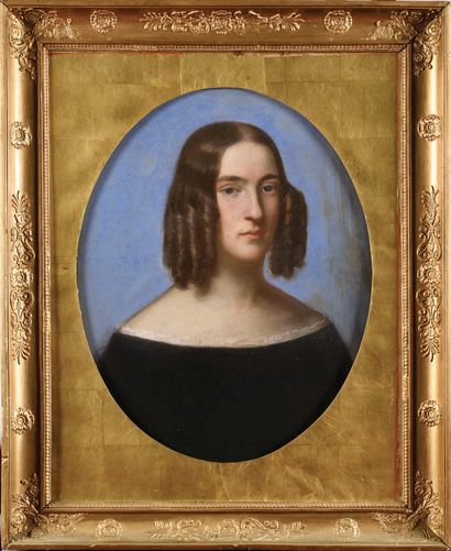  ECOLE FRANÇAISE DU XIXE SIECLE. Portrait d’Anne-Eve Mortier de Trévise Pastel à...