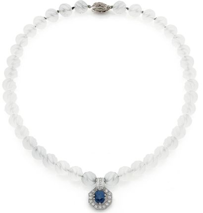 NECKLACE composed of rock crystal beads holding...