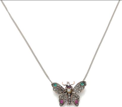  NECKLACE in the shape of a butterfly paved...